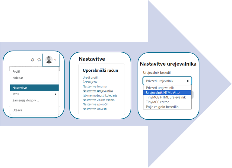 Nastavitve urejevalnika Atto
