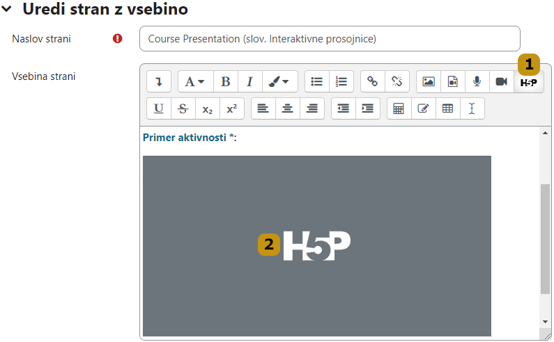 Urejevalnik Atto in vstavljanje H5P