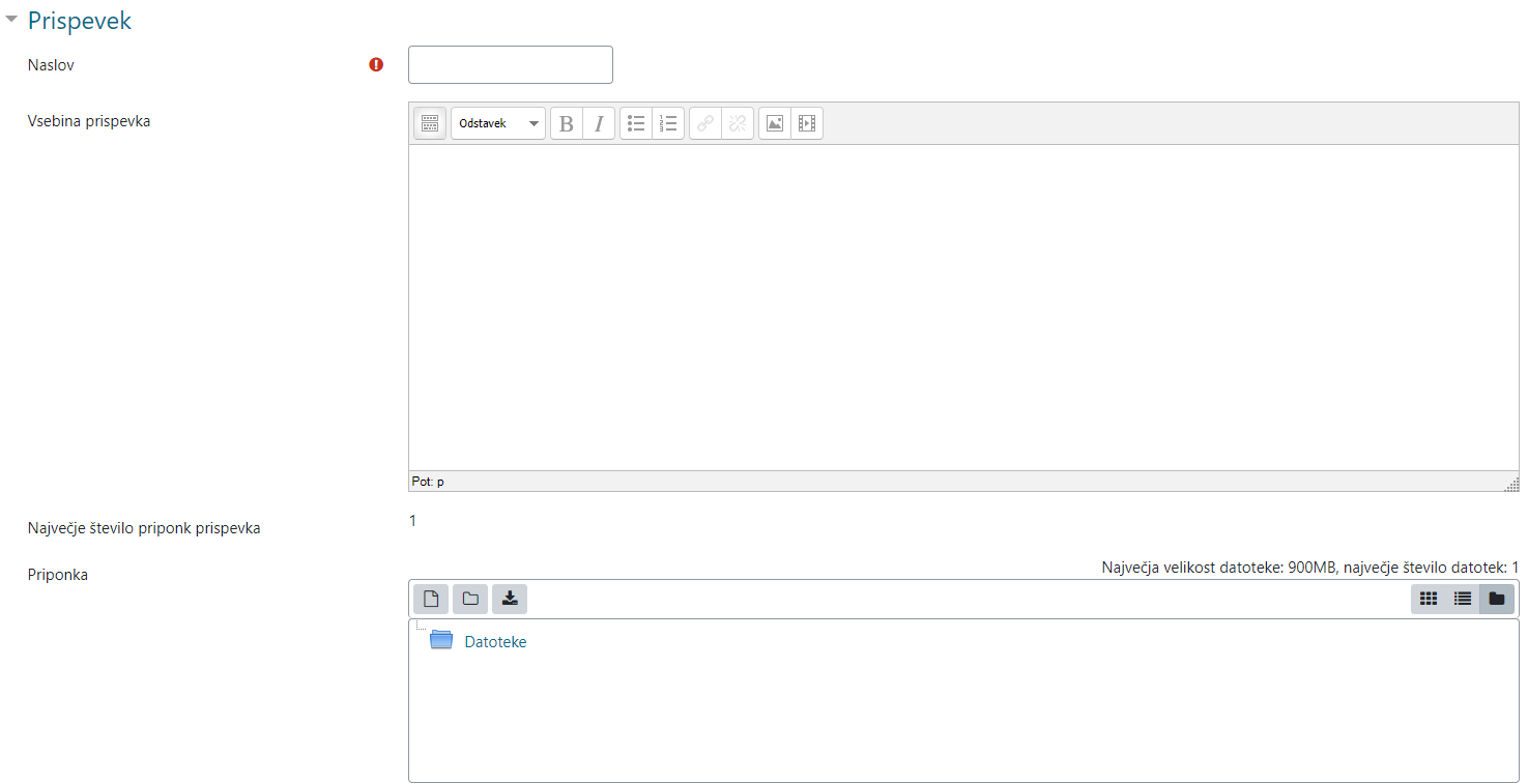 Dodajanje vzorčnega prispevka